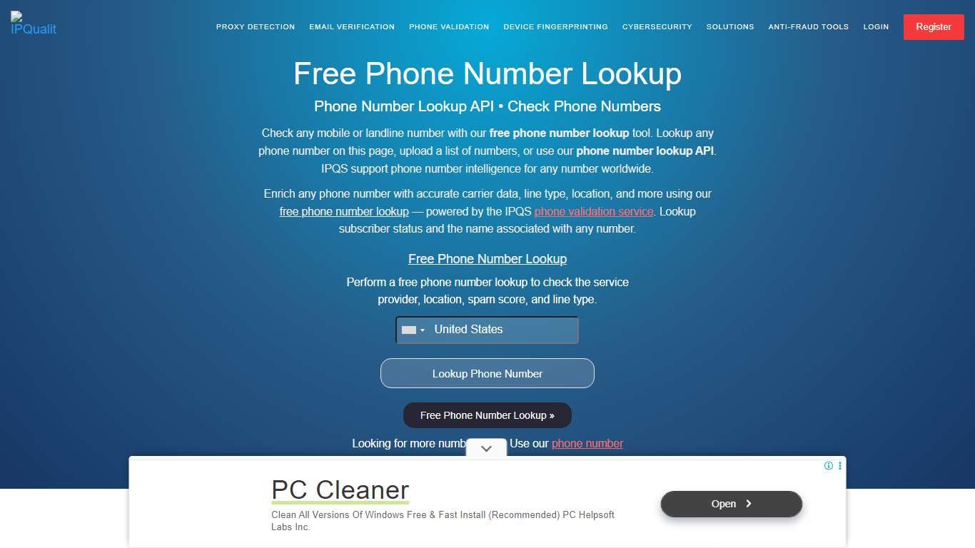 Free Phone Number Lookup Tool | Phone Number Lookup API